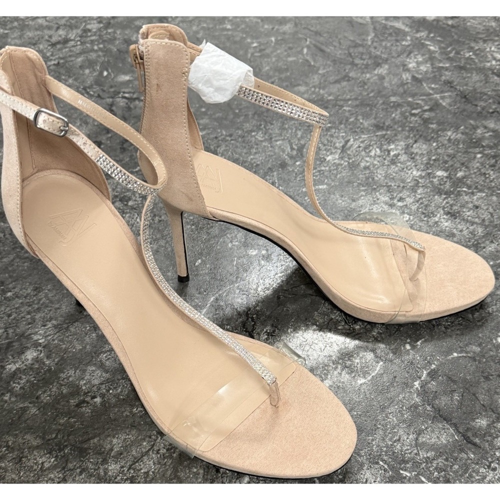 AAJ By Aminah Womens Aniya Lucite High Heel T Strap StilettoSandals Nude Size 10 - Picture 5 of 15
